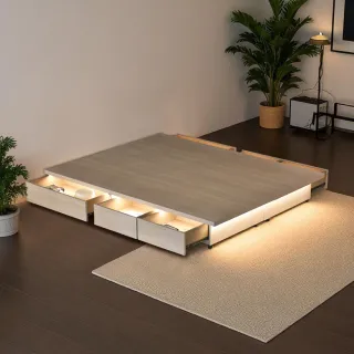 【IHouse】保羅 雙大6尺 智能感應燈光+6抽收納床底 台灣製木心板(床底/床座/床架)