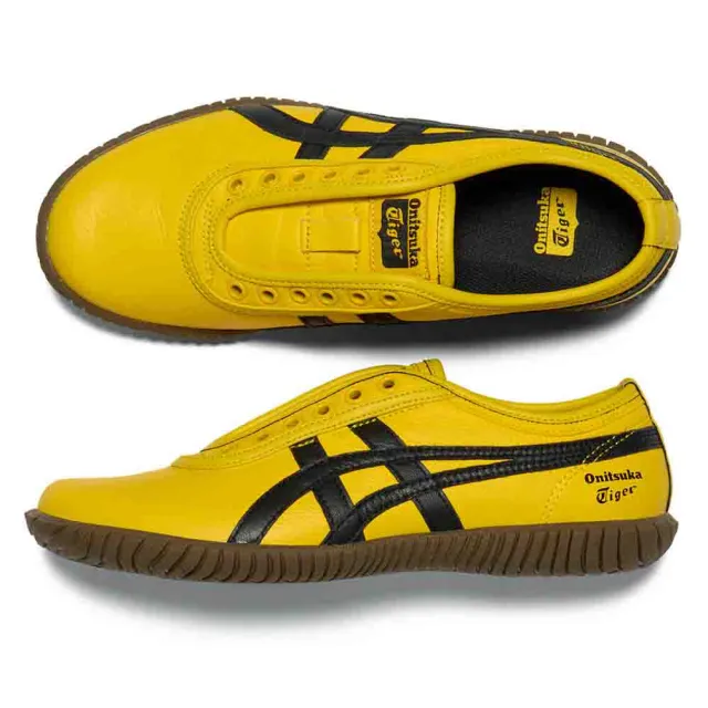 虎之介 Onitsuka Tiger】鬼塚虎黃底黑虎爪紋TSUNAHIKI SLIP-ON 休閒鞋