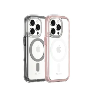 【MAXIA】iPhone 15 Pro Max 耐衝擊磁吸保護殼(支援MagSafe i15/Pro/Pro Max 粉/灰)