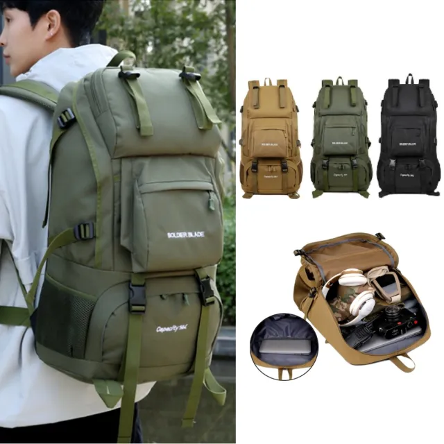 【May Shop】多口袋大容量機能防潑水後背包 多款任選(防水包 登山 登機 包包)