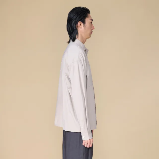 【ARVOpm】男女同款 短版寬鬆灰色襯衫00082505103(雙11限定)