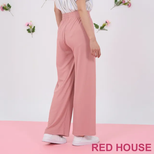 【RED HOUSE 蕾赫斯】素面直條紋寬褲(共2色)
