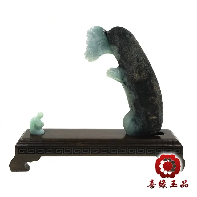 【喜緣玉品】達摩尊者 天然翡翠A貨 一眼傳心 風水擺設 擺件-僅此一品(開運風水)(直)