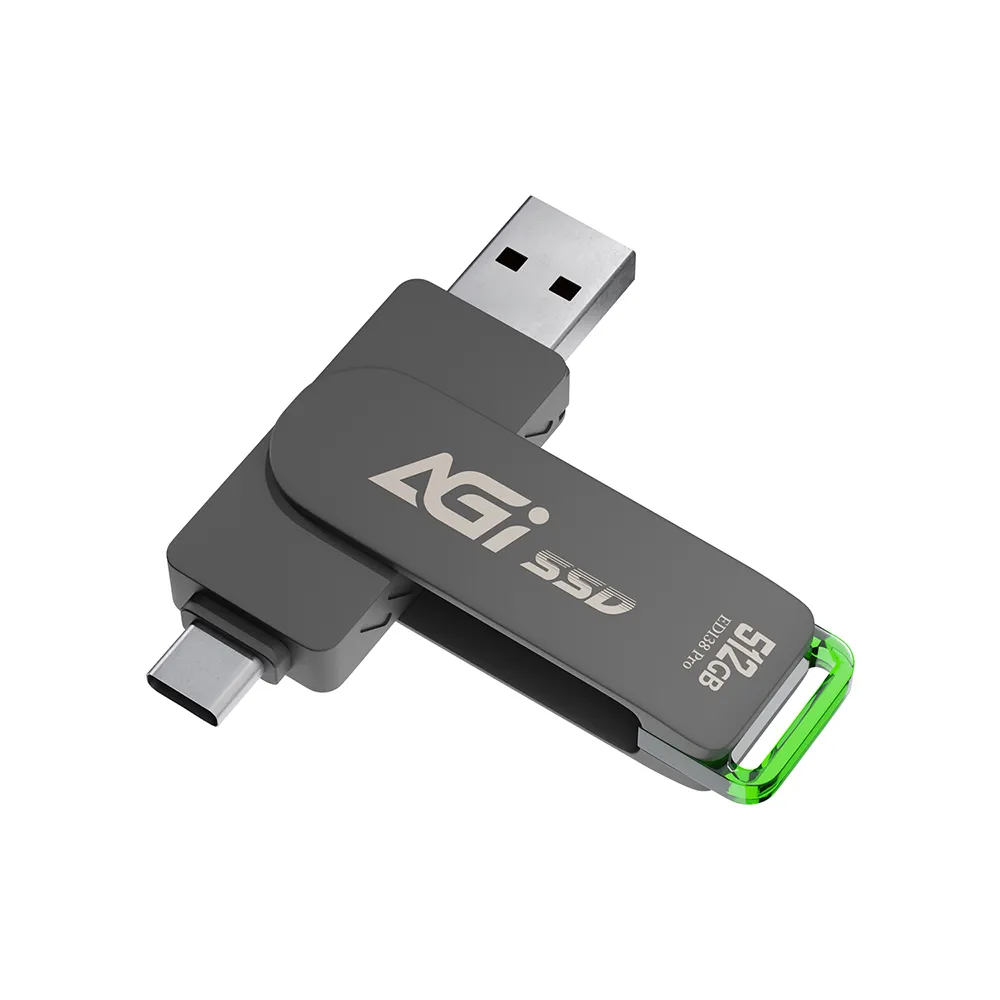 【AGI】ED138Pro 512GB 雙用固態隨身碟(USB3.2 Gen2 支援/iPhone15.16/Android)