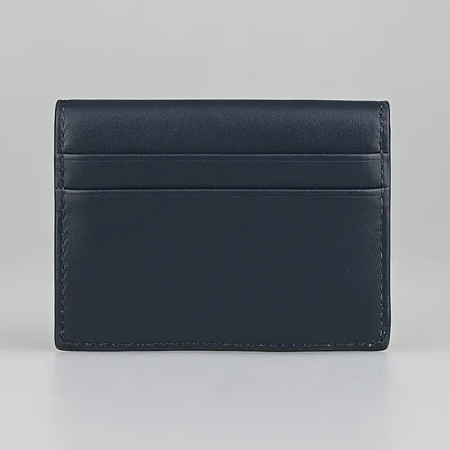 【Michael Kors】MK MICHAEL KORS Hamilton Legacy 鎖頭金字LOGO牛皮2卡釦式卡片零錢包(海軍藍)