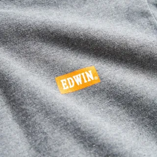【EDWIN】男裝 仿牛仔拼接印花連帽外套(灰色)