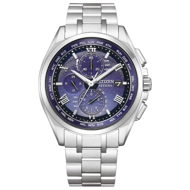 【CITIZEN 星辰】GENTS 星河限定款鈦金屬五局電波三眼計時光動能石英錶 男錶/41.5mm 雙11 (AT8240-66L)