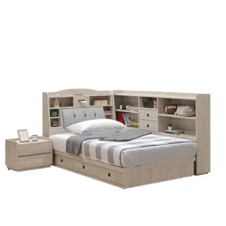 【MUNA 家居】喬伊詩3.5尺床頭底組/床頭箱附USB插座+床底+側邊櫃/三件式(單人床 床架 床台)