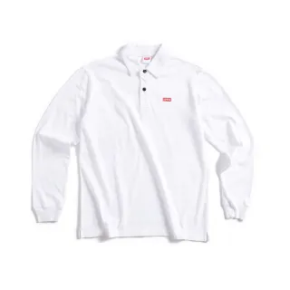 【EDWIN】男裝 基本印花長袖POLO衫(白色)