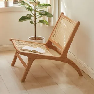 【RICHOME】維莎原木藤編椅(休閒椅 藤編躺椅 沙發椅 日式椅 懶人椅 N0428)