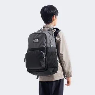 【The North Face】北面兒童灰黑拼接舒適背負大容量休閒後背包｜8EEWWUO(書包)