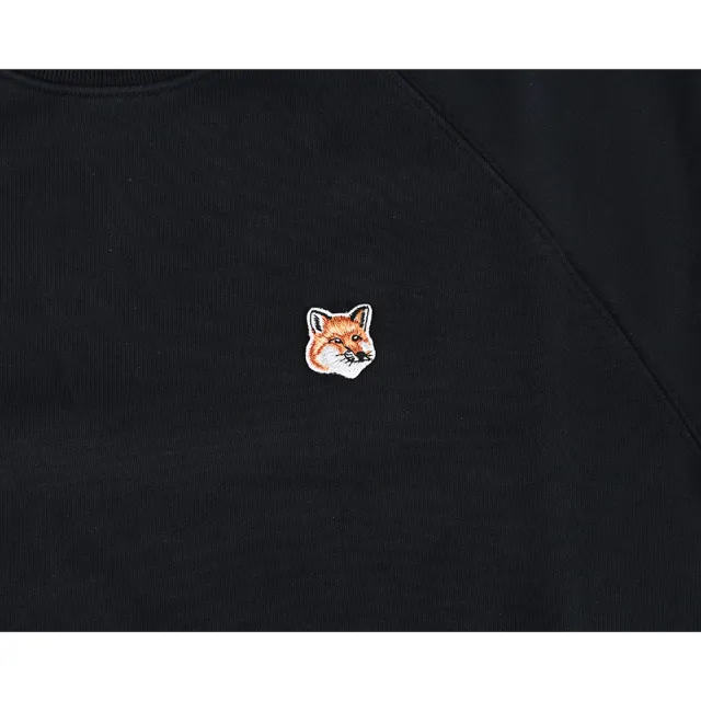 【Maison Kitsune】Maison Kitsun☆ 布標貼LOGO狐狸頭造型純棉插肩長袖T恤(女款/黑)