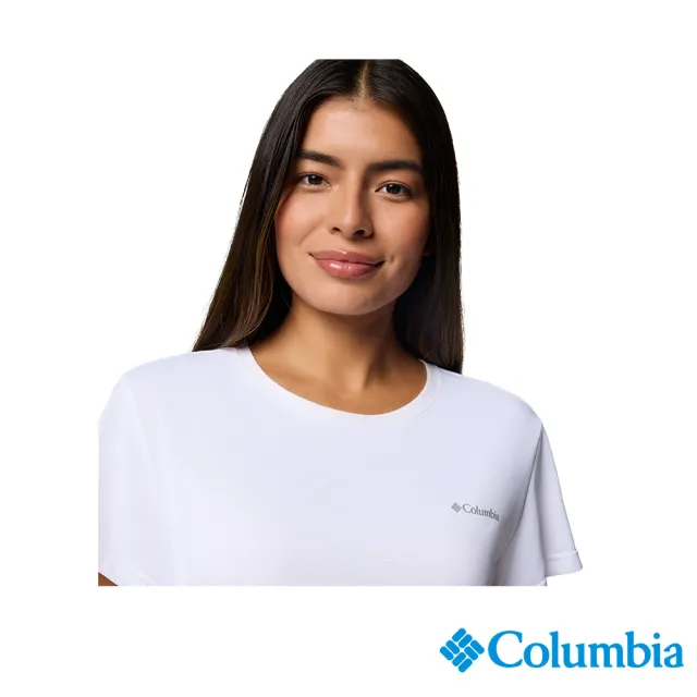 【Columbia 哥倫比亞】女款- 快排短袖上衣-白色(UAR33490WT/JS)
