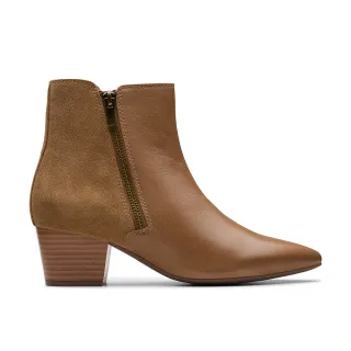 【Clarks】女鞋 Ellanie Vibe 尖頭百搭側拉鍊踝靴 短靴 靴款(CLF80066B)