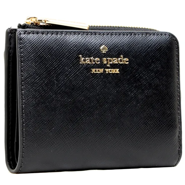 【KATE SPADE】MODISON經典立體LOGO防刮皮革短夾(經典黑)