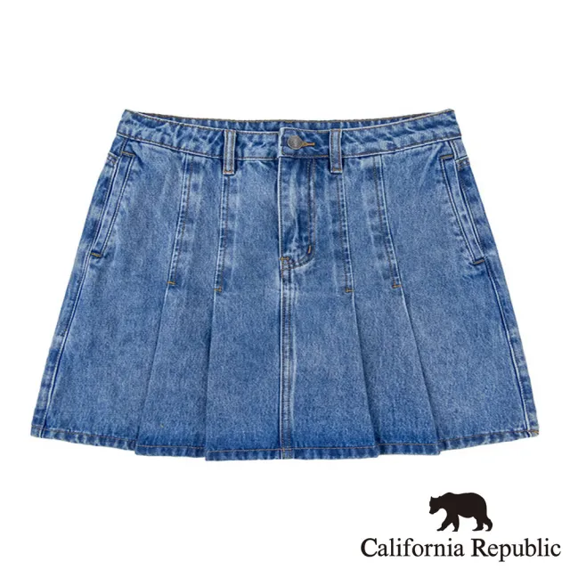 【California Republic】丈青牛仔百褶短裙(女版)