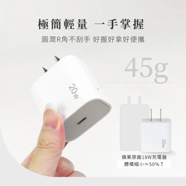 【KINYO】PD20W 單孔充電器+Type-C快充線1.5M(APDCB-001W)