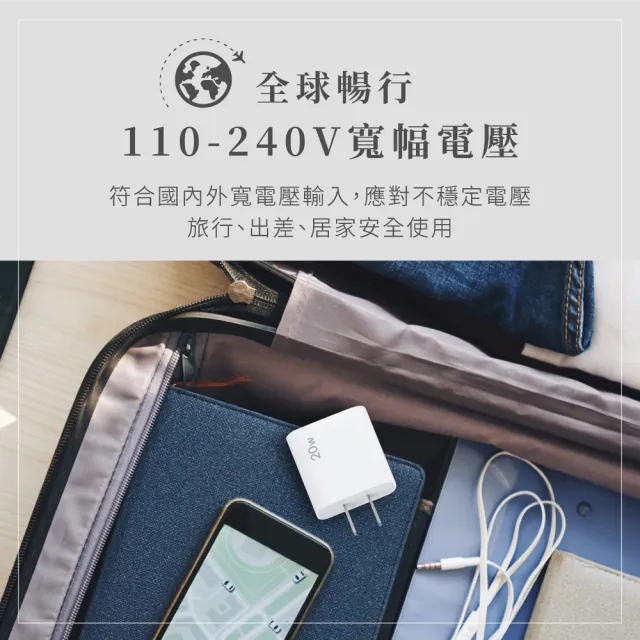 【KINYO】PD20W 單孔充電器+Type-C快充線1.5M(APDCB-001W)