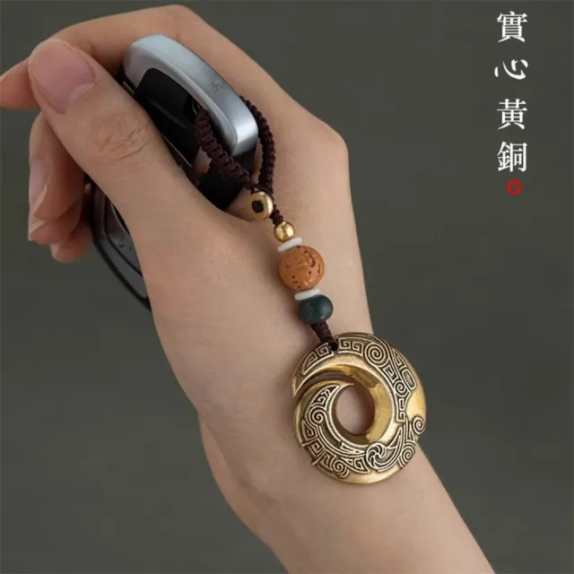 【巴黎精品】鑰匙扣手機吊飾手機鑰匙圈掛飾吊繩吊墜掛件招財淨化開運(黃銅時來運轉n1kf66)