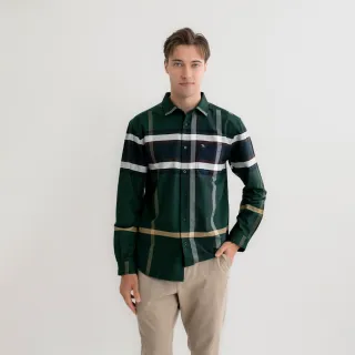 【Arnold Palmer 雨傘】男裝-經典格紋形象款長袖襯衫(綠色)