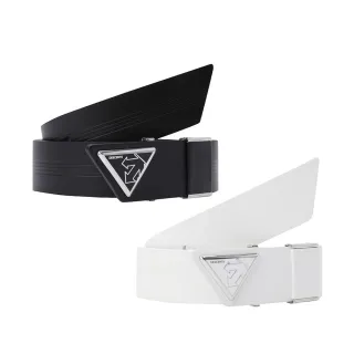 【DESCENTE】GOLF 迪桑特 女士 三角飾釦高爾夫皮帶 腰帶(白色/黑色)