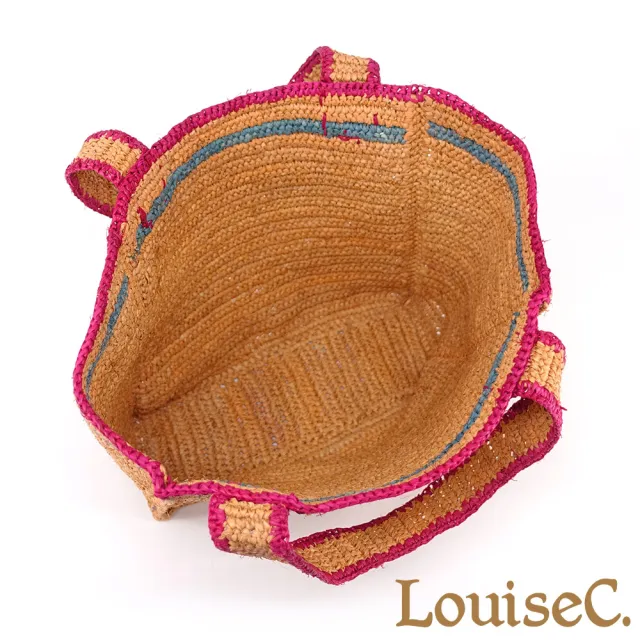 【LouiseC.】雙11 Tree House 天然拉菲草 手工編織 度假風 肩背托特TOTE包 茶色 可拆式內袋設計 CC31333