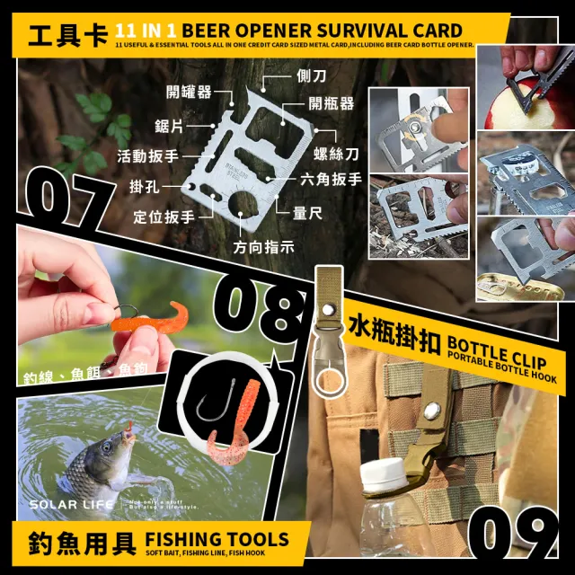 【索樂生活】Solar Life 野外求生工具包12件組(野外求生包 求生戰術包 戶外急難包 登山救難包 戶外生存包)