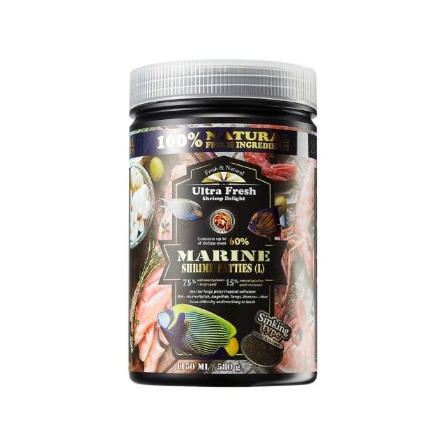 【鮮蝦食譜】大型挑嘴 海水熱帶魚-全營養魷魚大蒜鮮蝦堡1150ml(倒吊魚 神仙魚 海水魚飼料 大型海水魚飼料)