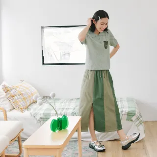 【Dailo】尋找愛的訊號配色長裙(藍 綠)