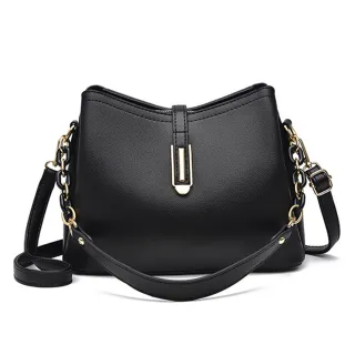 【Sp house】時尚鏈帶女款手提側肩斜背水桶包(6色可選)