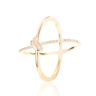 【ANGEL】打結水鑽鋯石圓環女款多功能絲巾扣(金色)