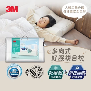 【3M】嘖嘖募資500萬! 防蹣可水洗記憶x科技羽絨枕-可調式多區複合型(多向好睡枕)