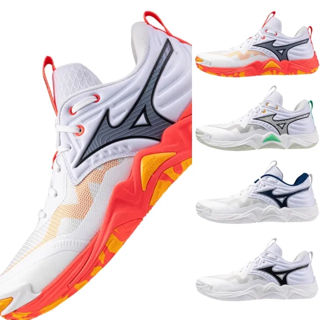 【MIZUNO 美津濃】WAVE MOMENTUM ELITE 男款 排球鞋 一般楦 寬楦(V1GA2512 白橘 白綠 白丈青 白黑)