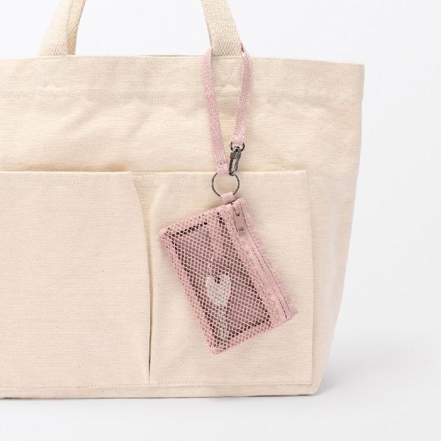 【MUJI 無印良品】聚酯纖維卡片夾 約8×12cm(卡其/粉紅)