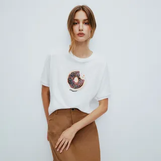 【MOMA】誰偷吃了巧克力甜甜圈純棉開衩上衣(白色)