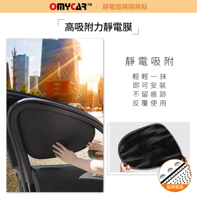 【OMyCar】全方位遮陽隔熱組(靜電遮陽隔熱貼4入+遮陽板)