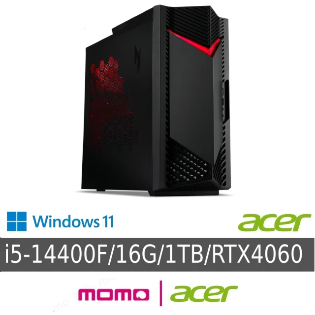 【Acer 宏碁】+27型 200Hz 螢幕★i5 RTX4060電競電腦(N50-656/i5-14400F/16GB/1TB/RTX4060/W11)