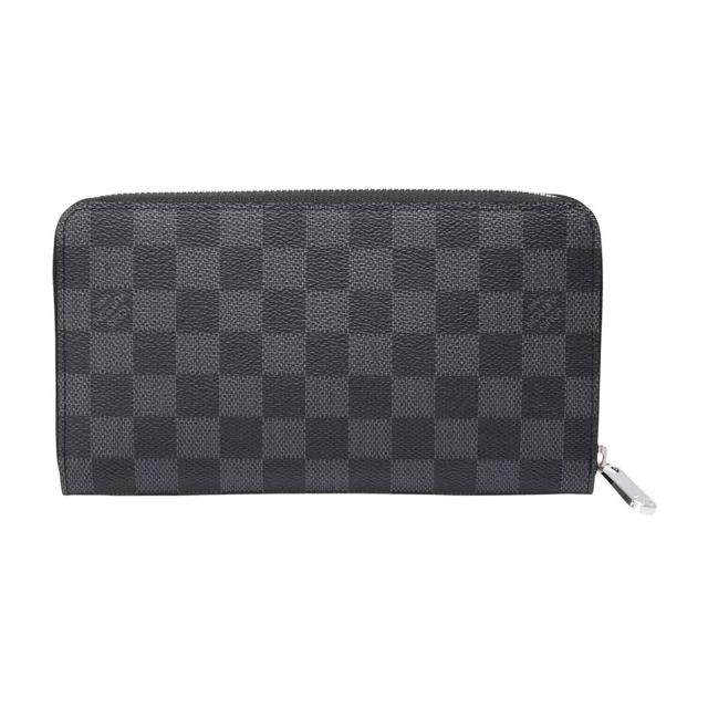 【Louis Vuitton 路易威登】N63077 Damier Graphite 棋盤格拉鏈萬用長夾(黑灰)