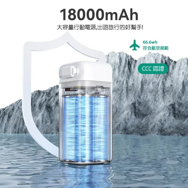 【USAMS】星魔方系列 PD45W大容量18000mAh 雙向快充行動電源(Type-C磁吸收納線)