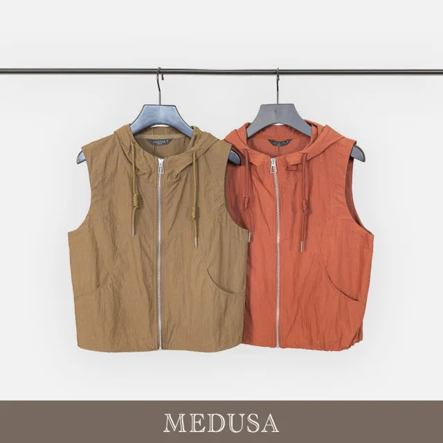 【MEDUSA 曼度莎】現貨-機能休閒感立體拉鍊背心 - 2色（M-XL）｜女背心外套 無袖 連帽外套(601-5450A)
