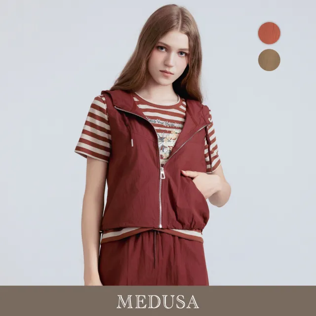 【MEDUSA 曼度莎】現貨-機能休閒感立體拉鍊背心 - 2色（M-XL）｜女背心外套 無袖 連帽外套(601-5450A)