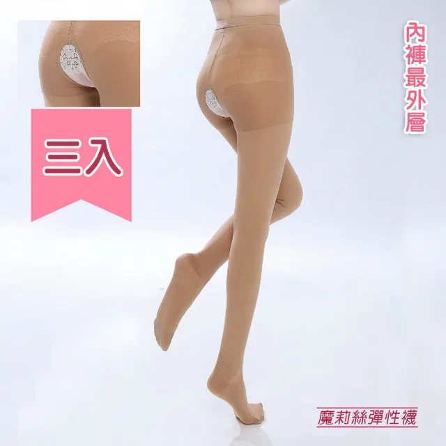 【魔莉絲】標準200DEN萊卡褲底雕空褲襪一組三雙(壓力襪/顯瘦腿襪/機能襪/彈性襪/絲襪)