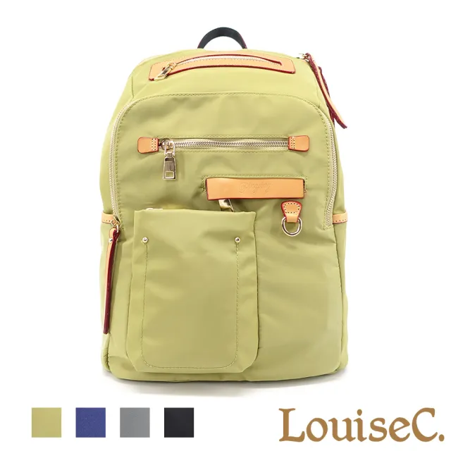 【LouiseC.】雙11 Tree House 牛皮+輕盈尼龍多收納手提後背防水包-4色-背面行李箱插袋設計(CC158277)