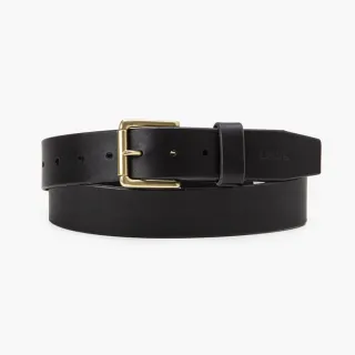 【LEVIS 官方旗艦】男款 真皮皮帶 腰帶 鉚釘扣造型 黑色 人氣新品 D7725-0001