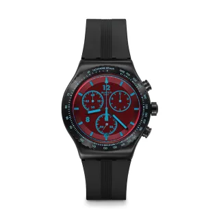 【SWATCH】CRIMSON MYSTIQUE 金屬運動手錶/男錶/女錶/瑞士製造 YVB417(43mm)