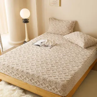 【京都手祚】塔芙絨石墨烯鋪棉床包枕套組 買就送 石墨烯鋪棉薄床墊(加大/多色可選/床包枕套組/石墨烯墊)