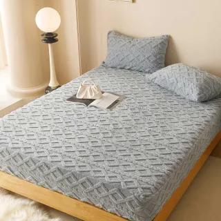 【京都手祚】塔芙絨石墨烯鋪棉床包枕套組 買就送 石墨烯鋪棉薄床墊(單人/多色可選/床包枕套組/石墨烯墊)