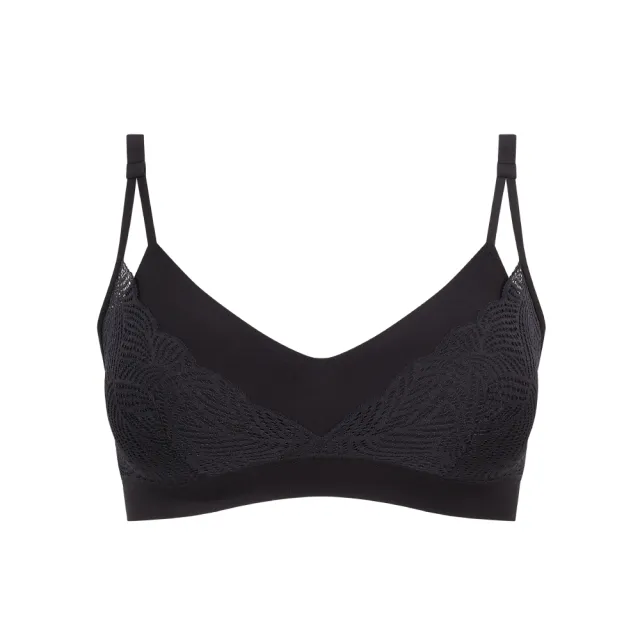 【Chantelle 仙黛爾】Soft Stretch.蕾絲雙肩帶無痕輕運動內衣 黑色.11GQ9_011(超強彈力.超透氣觸感.超包覆)