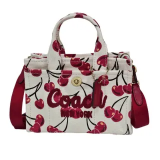 【COACH】tote20 專櫃限量塗鴉款/櫻桃 迷你托特包附背帶(贈原廠防塵袋紙袋/七夕情人節)