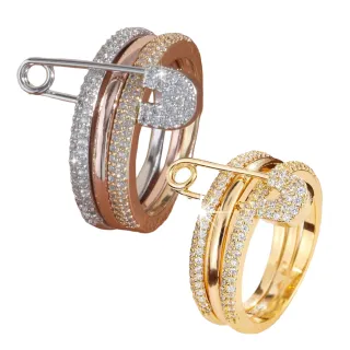 【ANGEL】三色別針晶鑽個性可拆分式中性戒指(3色戒圍可選)